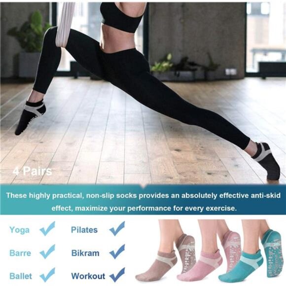 Non Slip Yoga Socks for Women, Anti-Skid Pilates, Barre,Hospital Socks with Grip - Picture 5 of 7